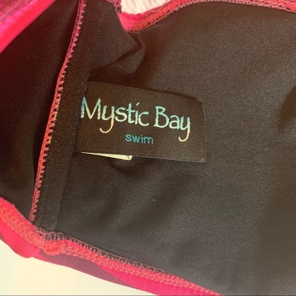 Mystic Bay bandeau swimsuit top pink purple stripes size xl - Picture 2 of 6